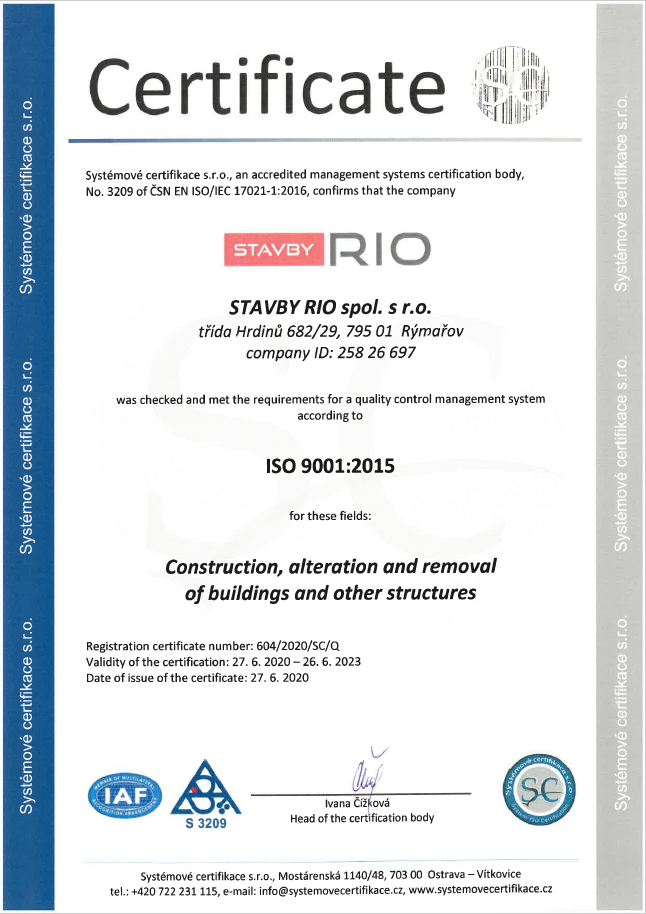 Certifikát ISO 9001 en