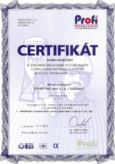 Certifikát Miroslav Vopařil